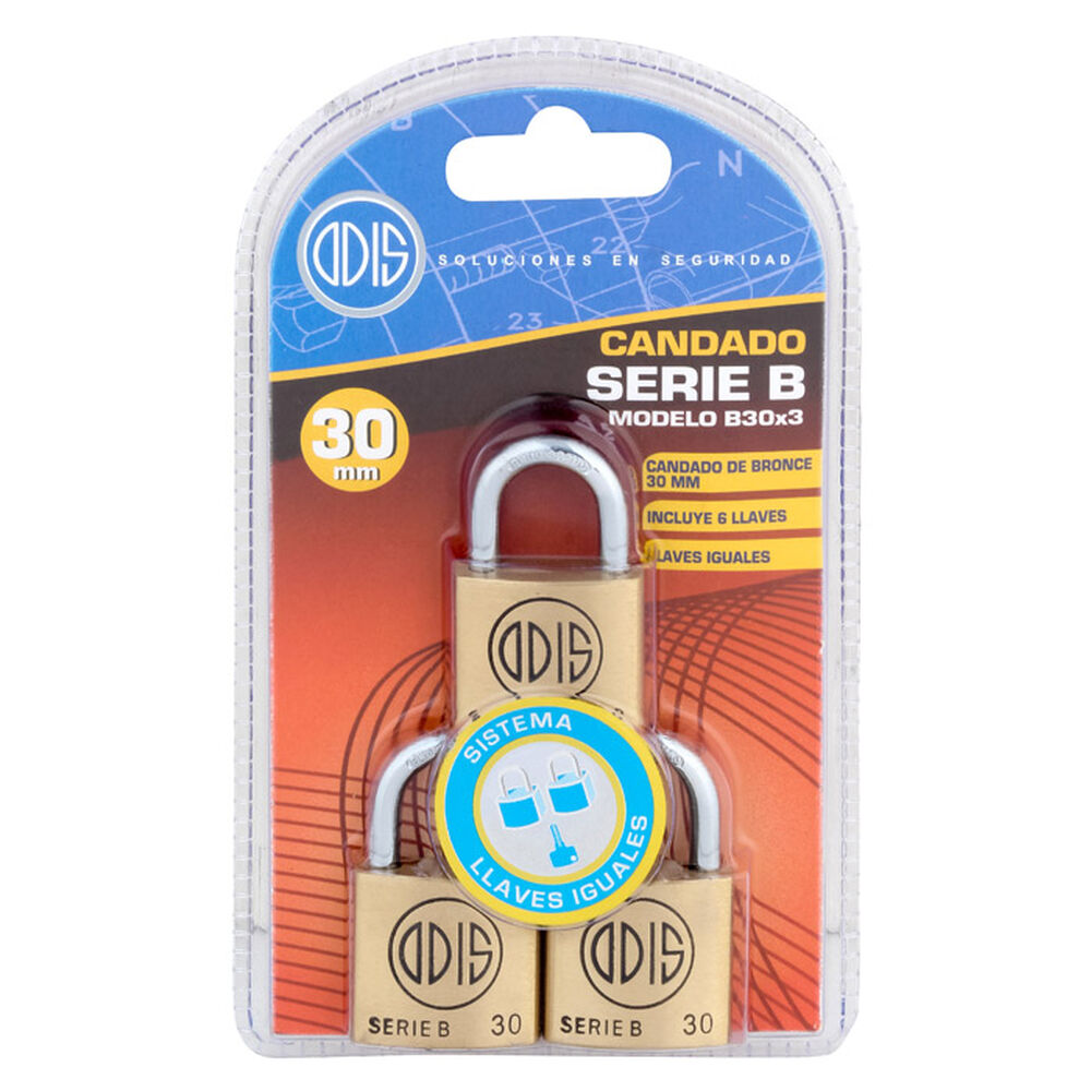 Pack 3 Candados Odis B30 30mm - Llaves Iguales image number 6.0
