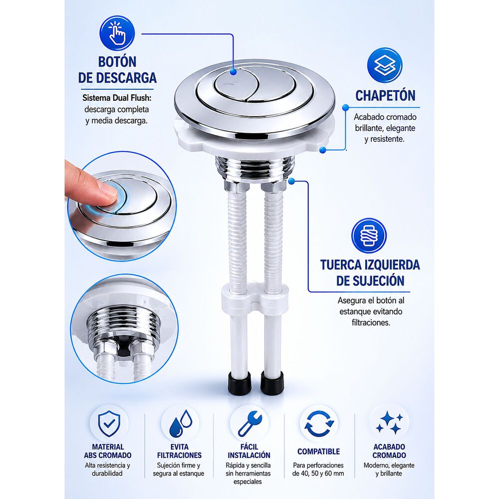 Boton Superior De Estanque Wc Redondo Universal Fanaloza image number 4.0