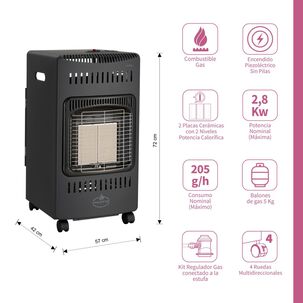 Estufa A Gas Interior 5 Kg 2,8 Kw Varme Black