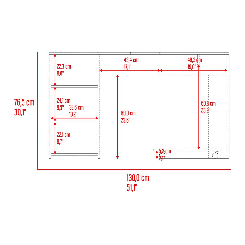 Escritorio En L Con Base Para Cpu Caf&eacute; Claro Y Azul 76,5x130x130 Cm image number 7.0