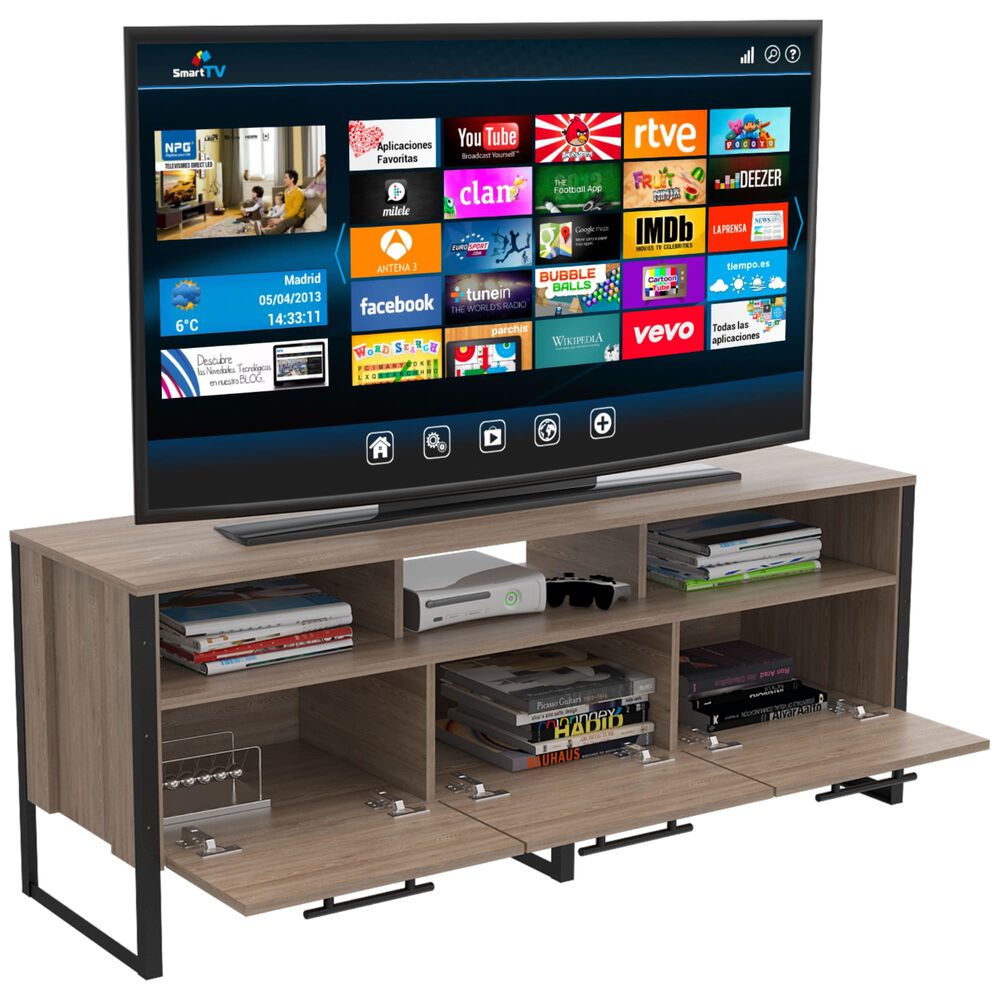Rack Tv 60" Con 3 Puertas Y 3 Repisas Fm-009c - Cafe Claro image number 1.0