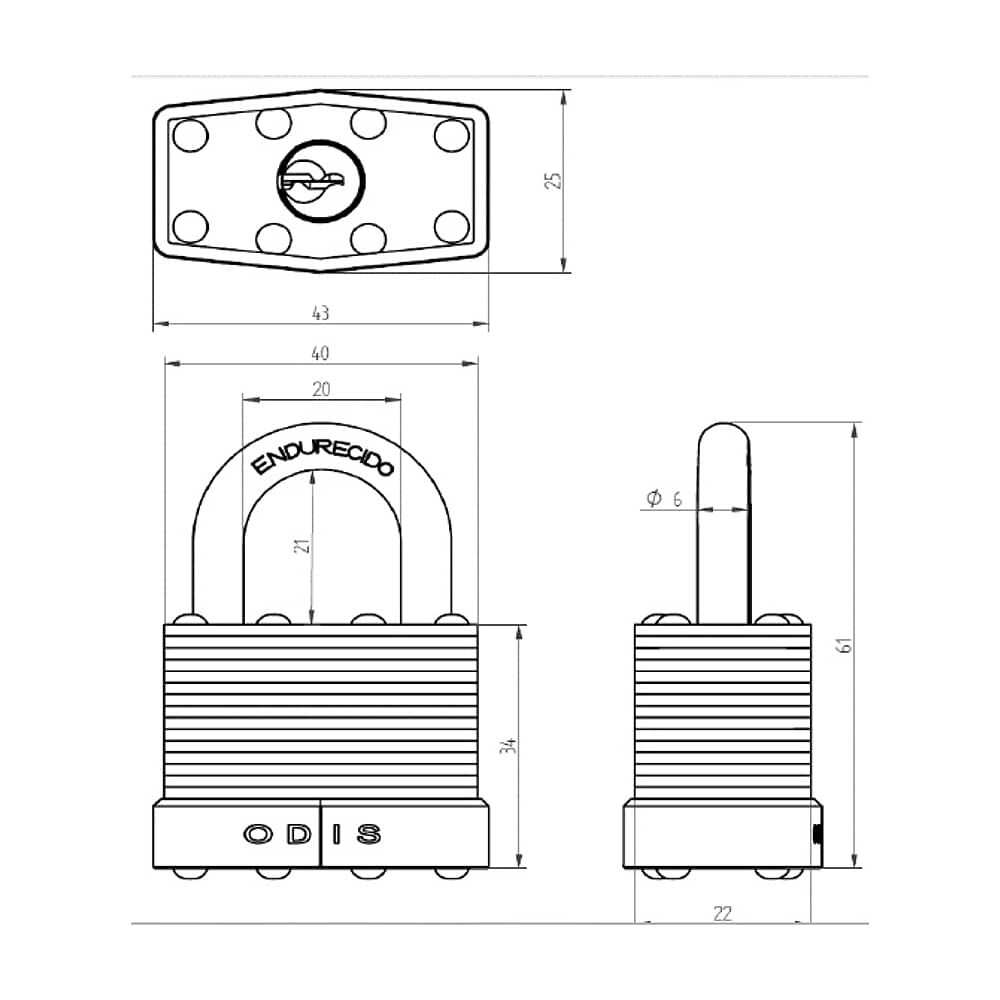 Pack 2 Candados Odis Laminado 40mm - Llaves Iguales image number 7.0