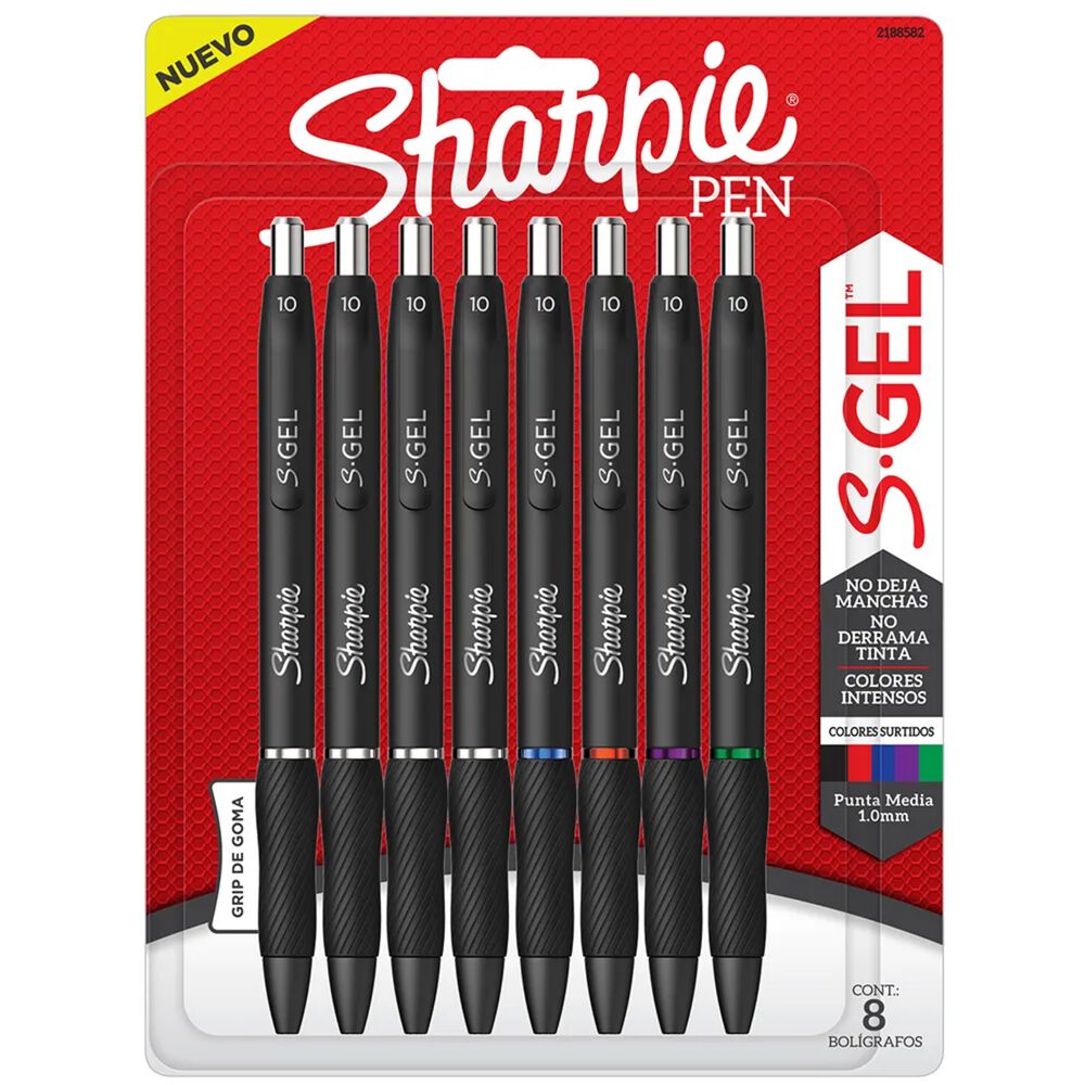 Set Sharpie 8 Boligrafo S Gel 5 Colores Neg-ro-az-mor-ve image number 0.0