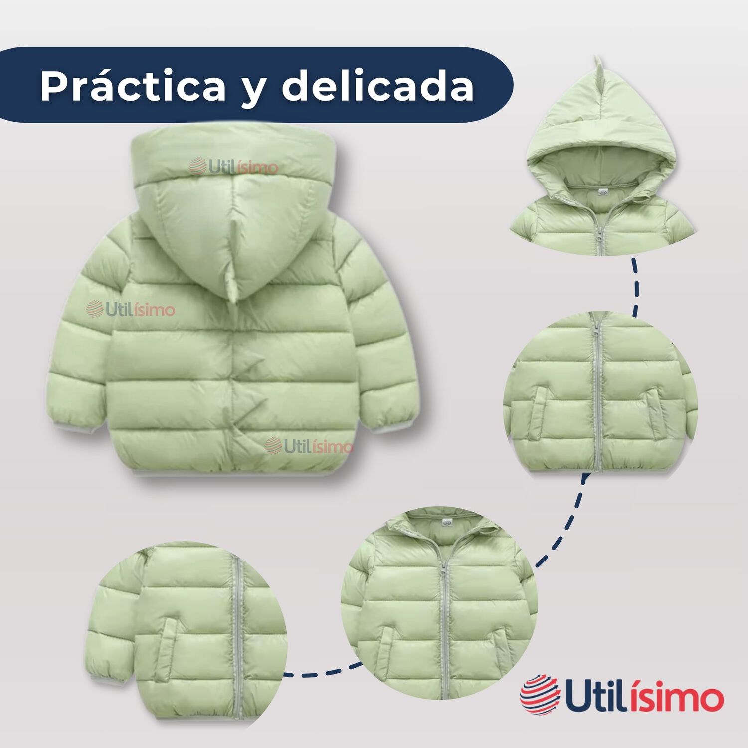 Parka Dinosaurio Con Capucha Manga Larga Ni&ntilde;o Jump Kids Verde Dinosaurio image number 4.0