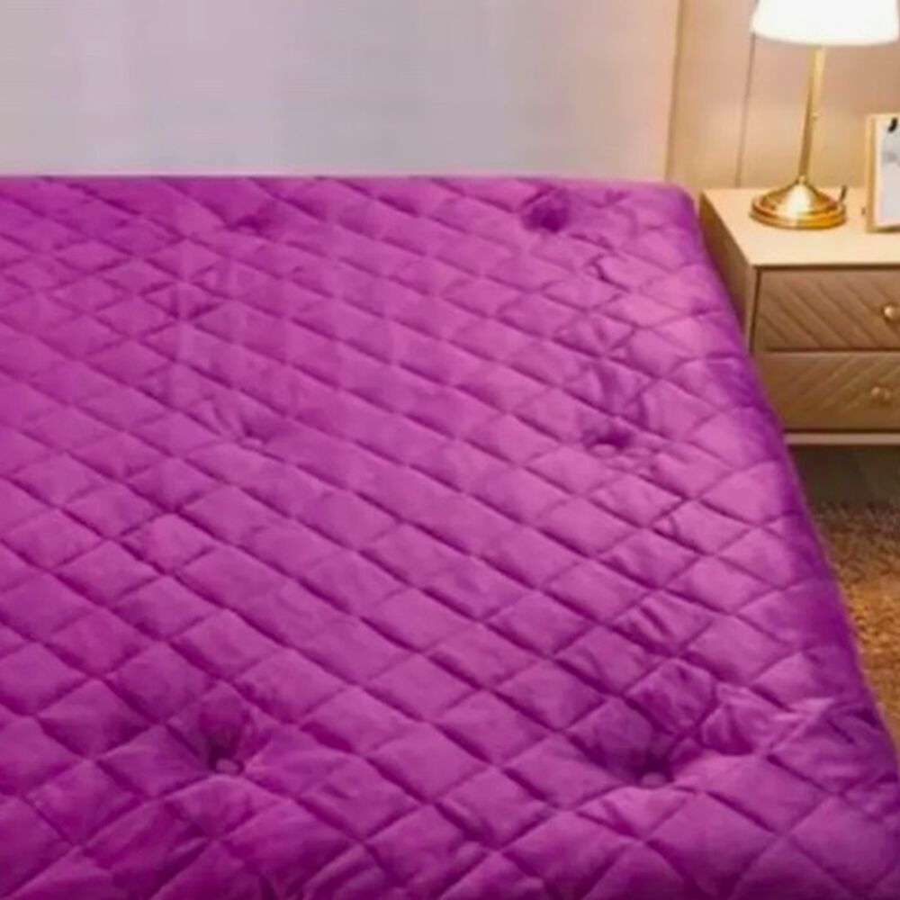 Cubre Colch&oacute;n Plush Acolchado 2 Plazas Morado image number 2.0