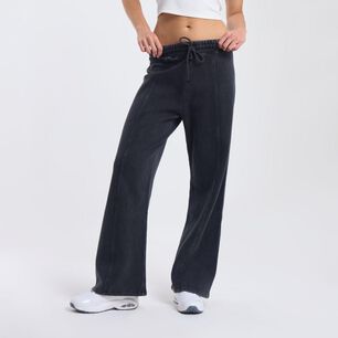 Pantalón De Buzo Con Lavado Tiro Medio Relax Mujer Rolly Go