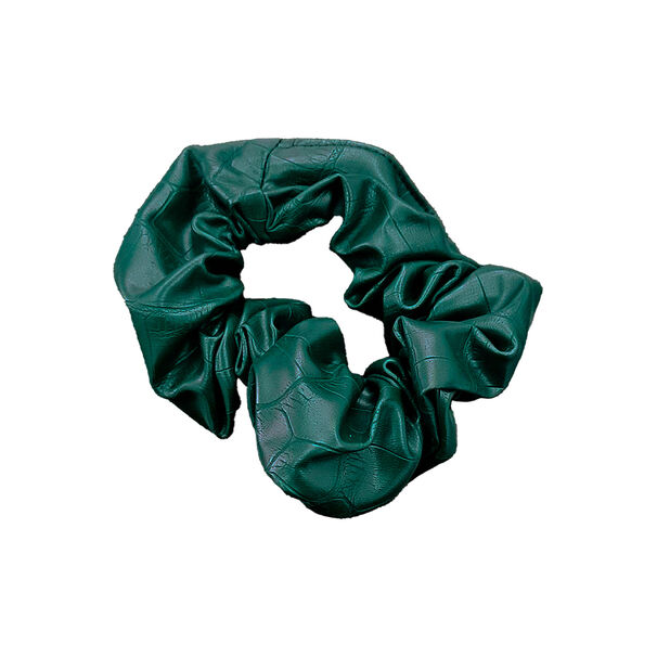 Coleta Para Cabello Mediana Ecocuero Verde Oscuro