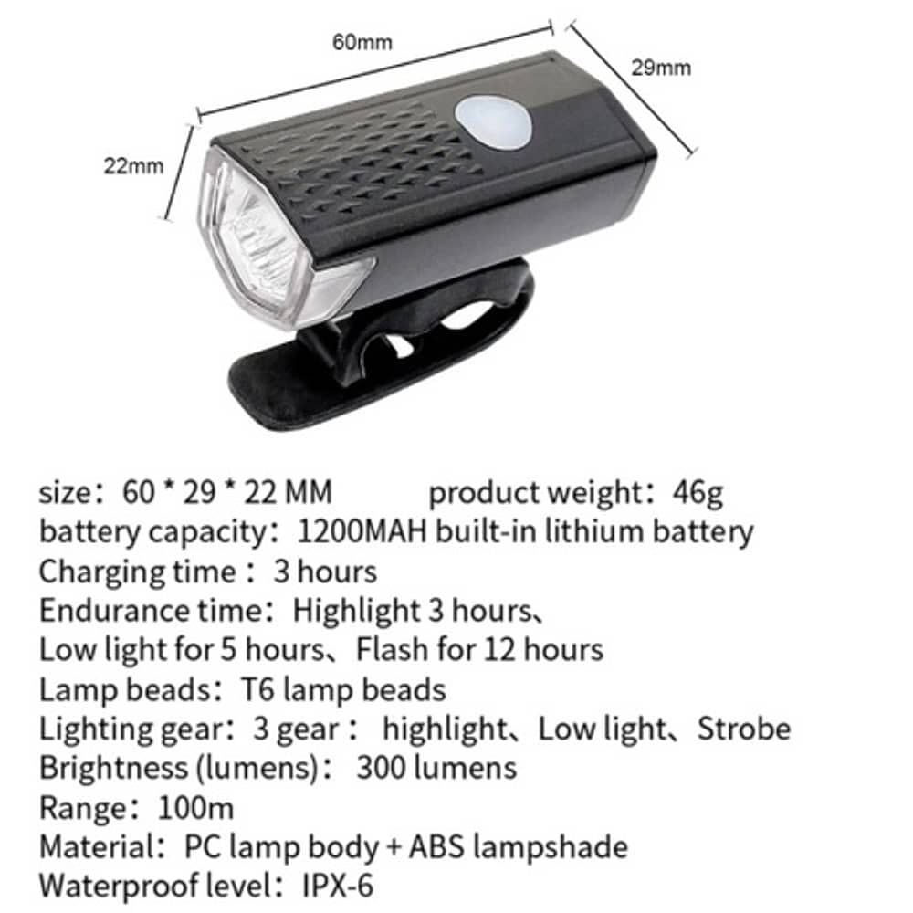 Luz Linterna Led Para Bicicleta Recargable Usb Frontal image number 1.0