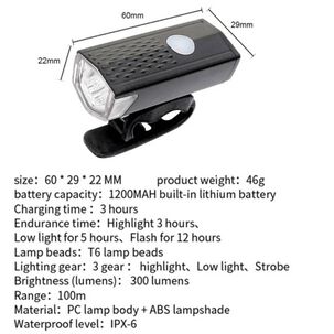 Luz Linterna Led Para Bicicleta Recargable Usb Frontal