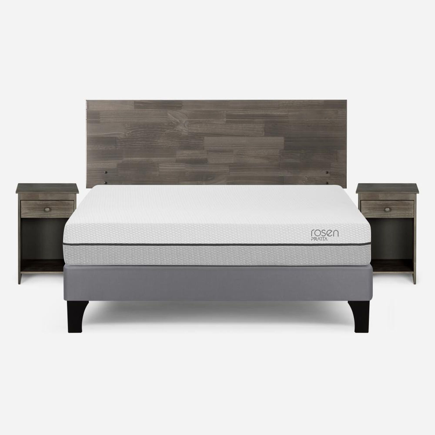 Cama Europea Rosen Pratta / 2 Plazas / Base Normal + Set De Maderas Tabor Grafito image number 0.0