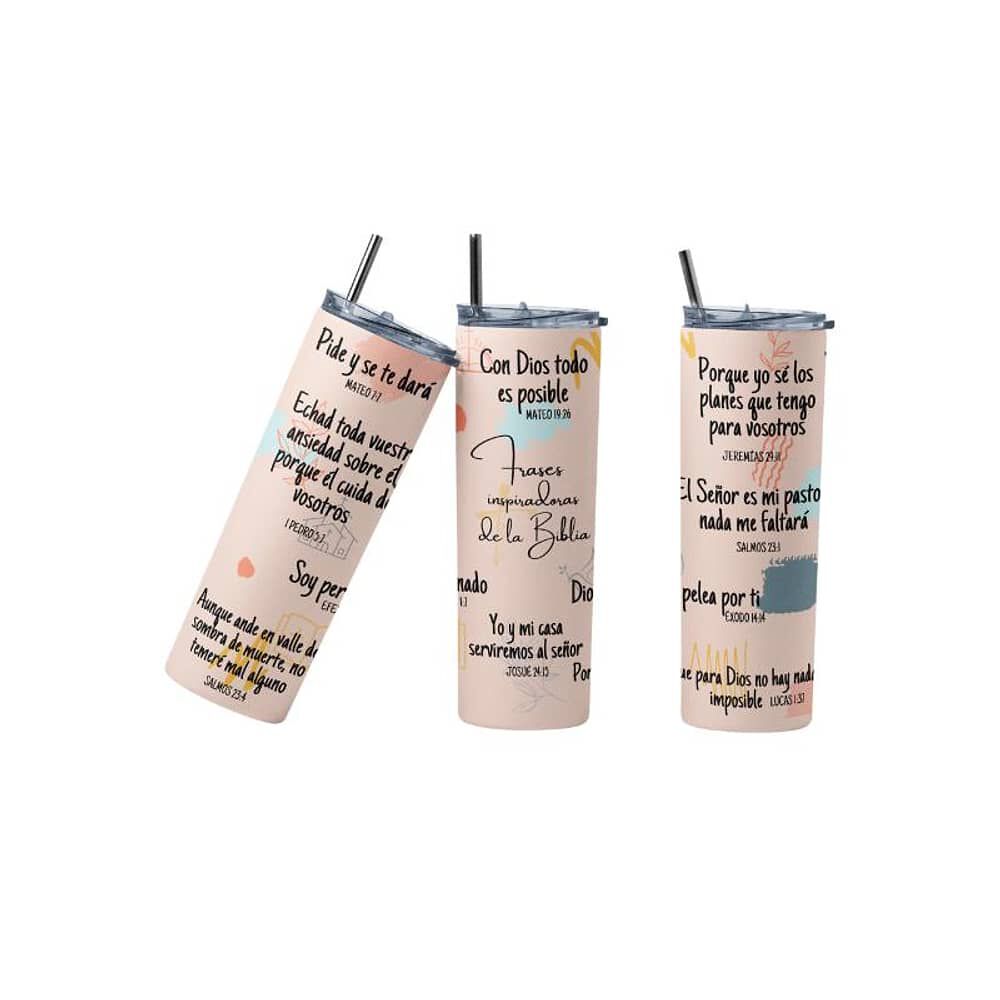 Termo Botella T&eacute;rmica Cristiano Con Vers&iacute;culos B&iacute;blicos Evang&eacute;lico Jes&uacute;s image number 0.0