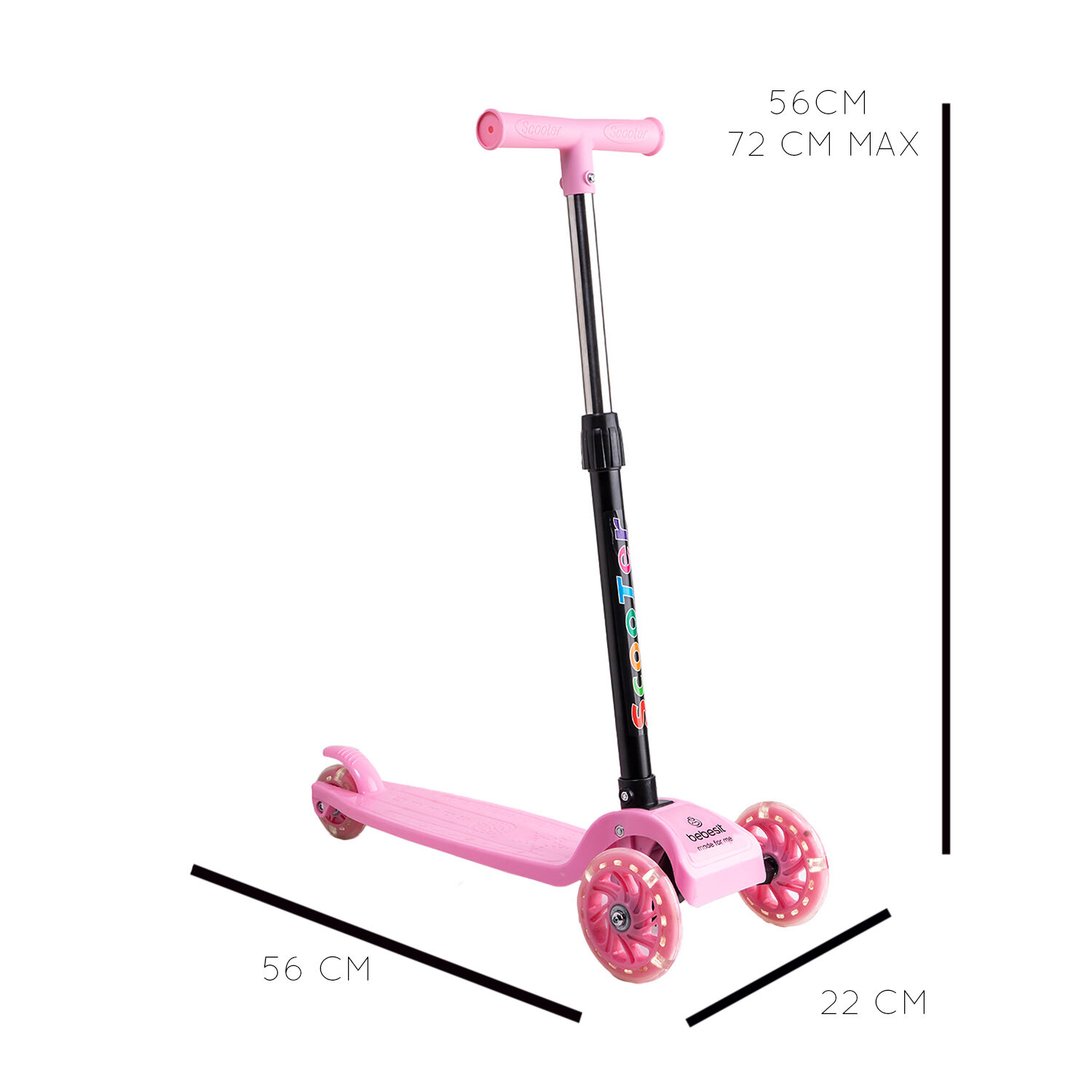 Scooter Monopat&iacute;n Ni&ntilde;a Regulable Plegable Xt03 Rosa Bebesit image number 5.0