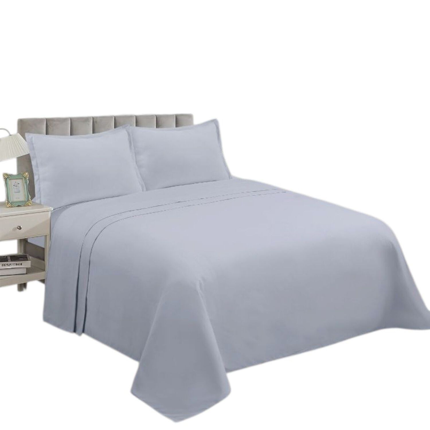 Juego De Sabanas De 144 Hilos Para Cama De 2 Plazas + 2 Fundas De Almohada Gris image number 0.0