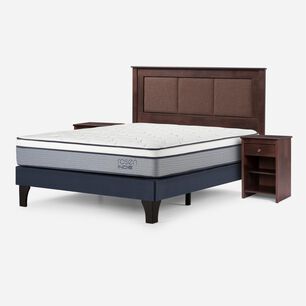Cama Europea Rosen Indie / 2 Plazas / Base Normal + Set De Maderas Rachel