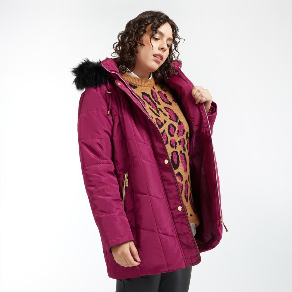 Parka Lisa Talla Grande Cuello Alto Capucha Con Pelos Mujer Sexy Large image number 2.0