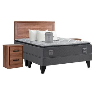 Cama Europea Celta Mediterr&aacute;neo / 2 Plazas / Base Dividida + Set De Maderas + Almohadas + Juego De S&aacute;banas