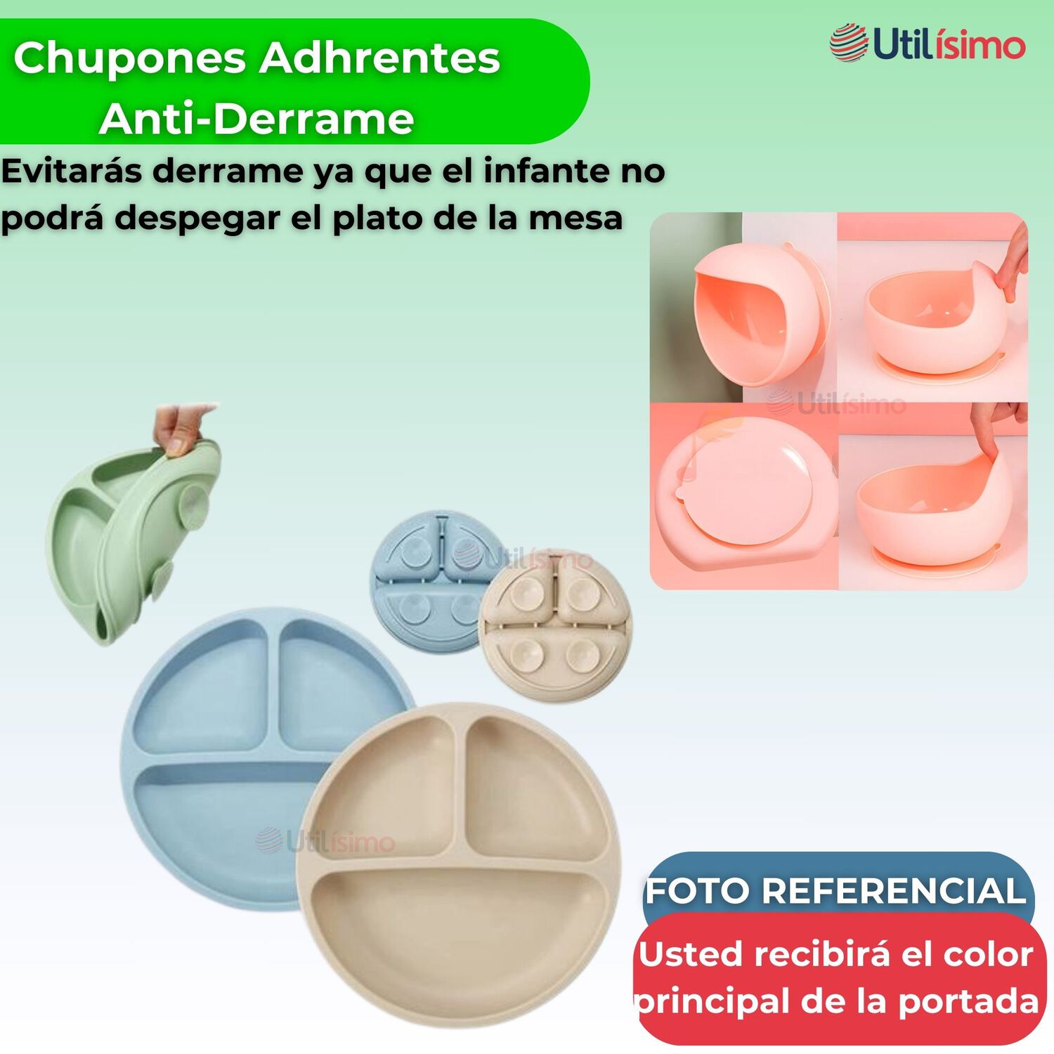 Set De Alimentaci&oacute;n Beb&eacute; Silicona De Oso 6 Piezas Libre Bpa Color Verde image number 8.0