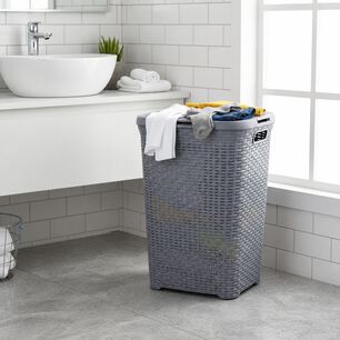 Cesto Canasto Para Ropa 60 Litros Marca Mp Color Plomo