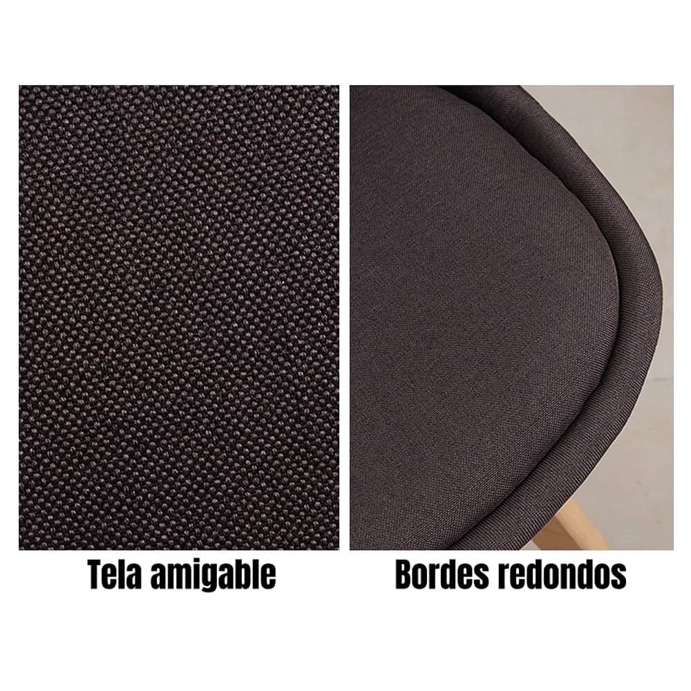 Set 4 Sillas De Comedor De Tela Madera Gris Fabric Lubabycas image number 3.0