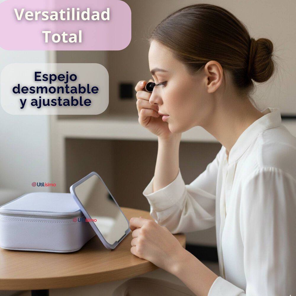 Malet&iacute;n De Maquillaje Con Luz Led Y Espejo Estuche De Maquillaje Organizador image number 8.0