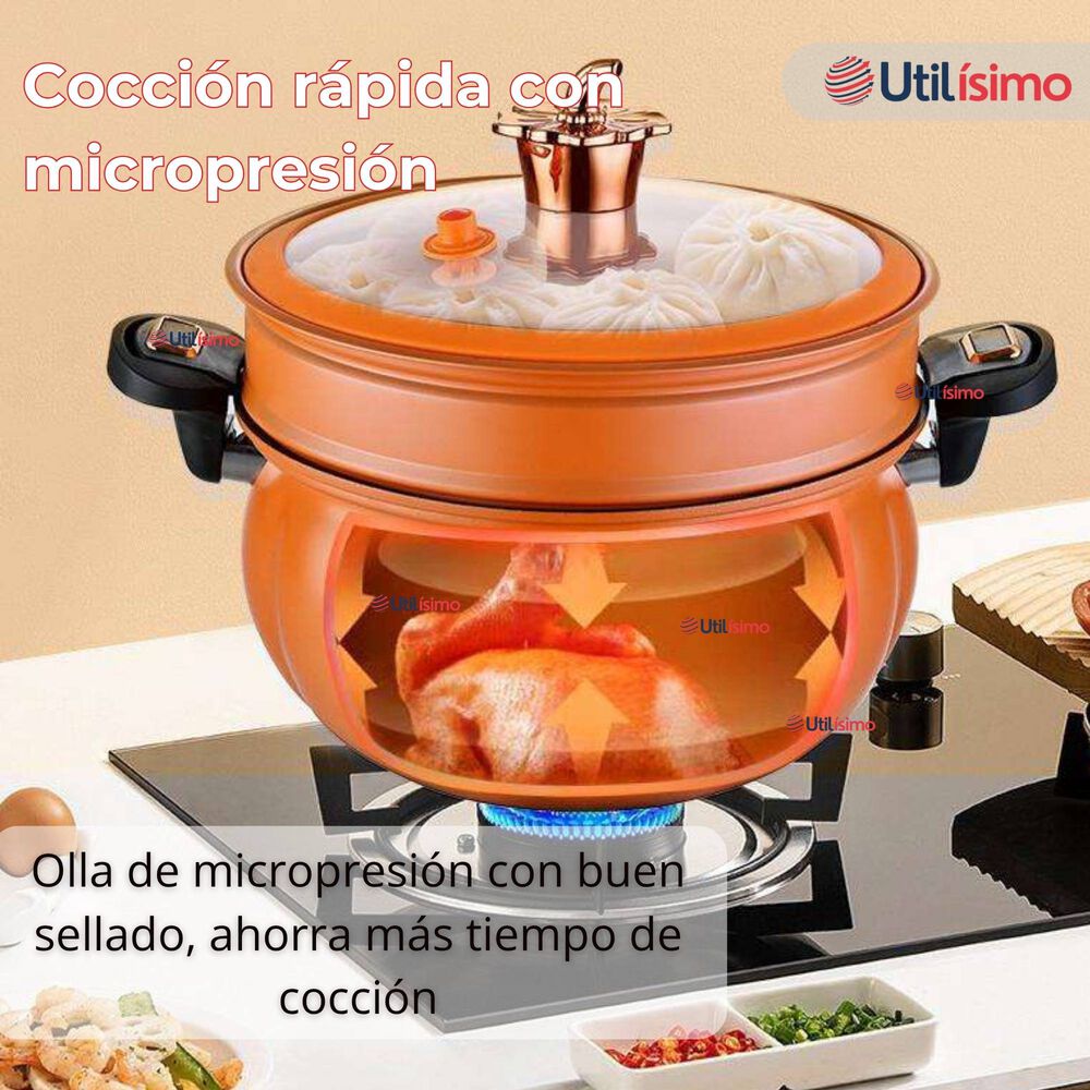 Olla De Micro Presión De Calabaza Antiadherente 7 Litro Color Naranja image number 5.0