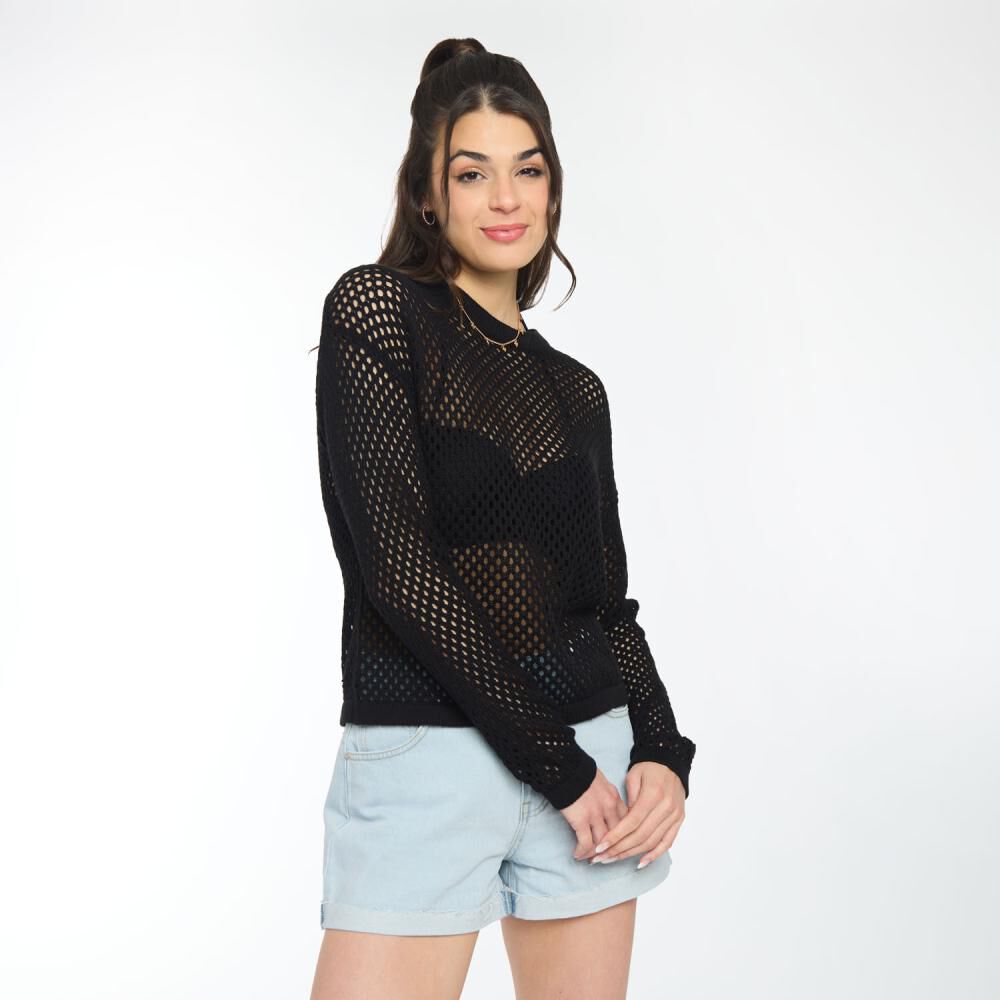 Sweater Crop Malla Manga Larga Cuello Redondo Mujer Freedom image number 2.0