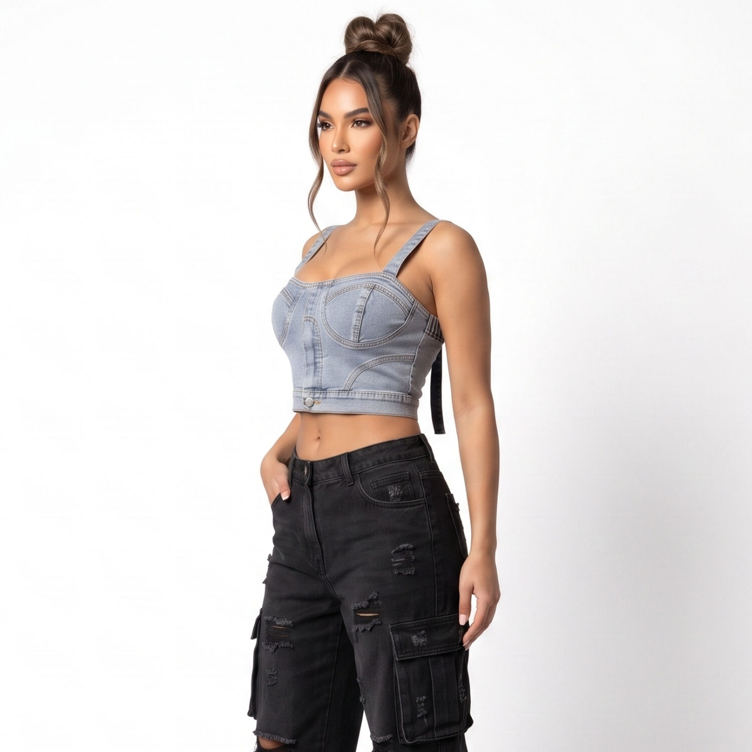 Crop Top Cors&eacute; Denim Mujer Dalilah image number 1.0