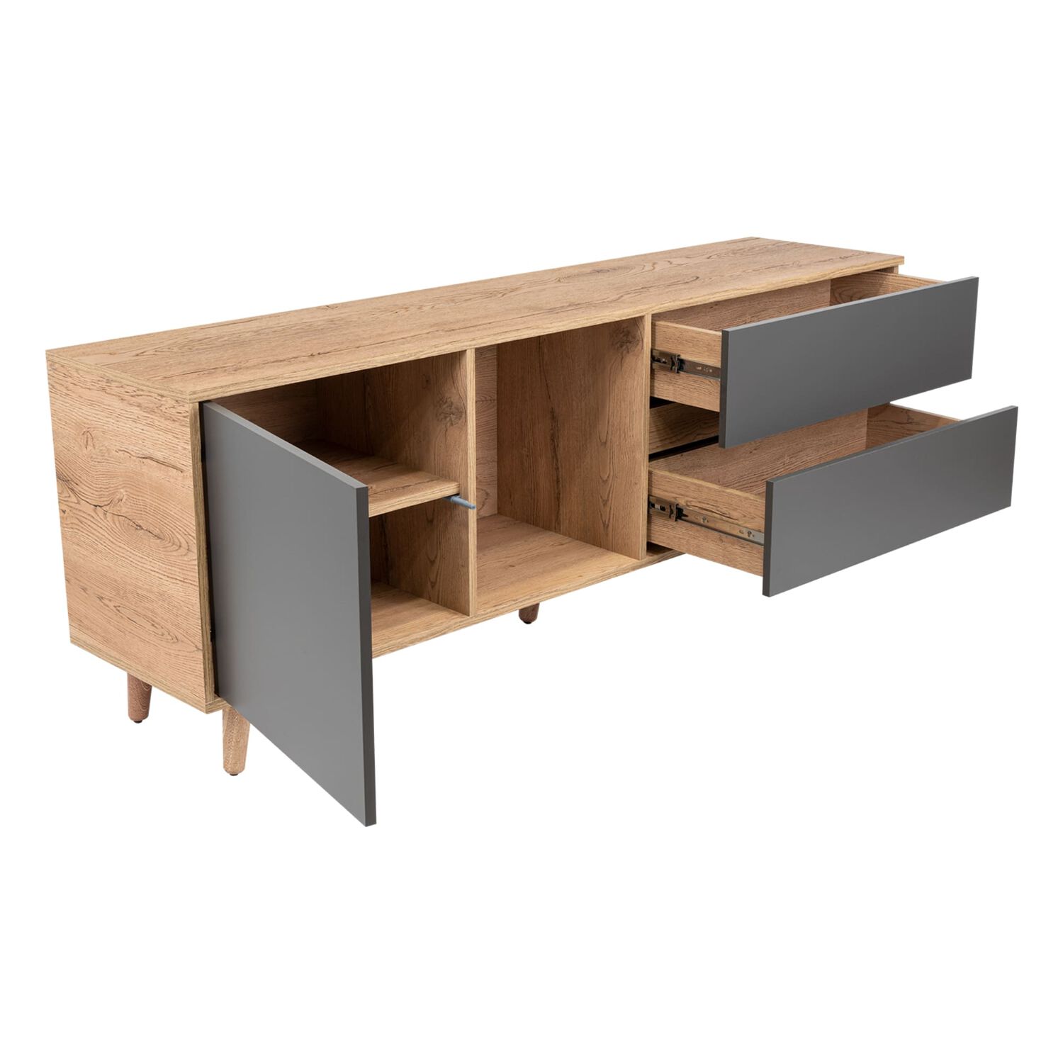 Mesa Para Tv 65" 58,4x158,4x38 Cm Caf&eacute; Claro Y Gris image number 1.0