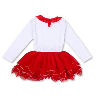 Vestido De Navidad Para Ni&ntilde;as Con Tul 2 A 6 A&ntilde;os Manga Larga Brillo De Navidad