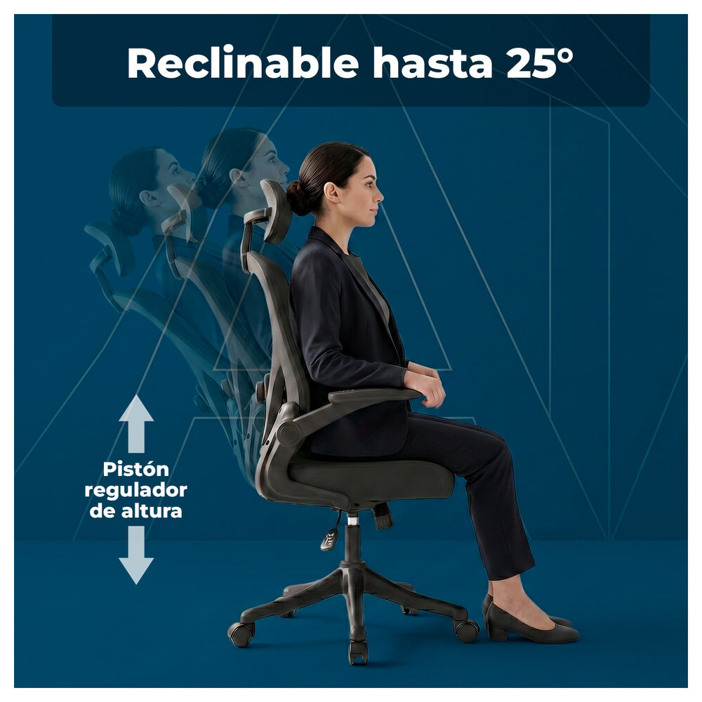 Silla Oficina Ergon&oacute;mica Reclinable Apoyacabeza image number 2.0