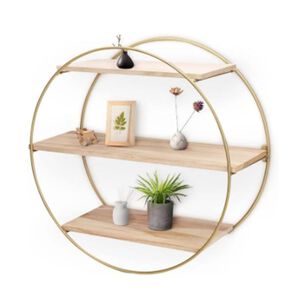 Estante Flotante De Pared Redondo Con 3 Repisas