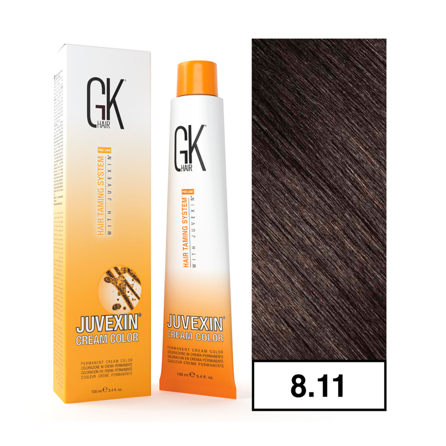 Gkhair - Tintura Cream Color Permanente Vegana 100ml + Oxidante - 8.11 Rubio Cenizo Claro Intenso image number 0.0