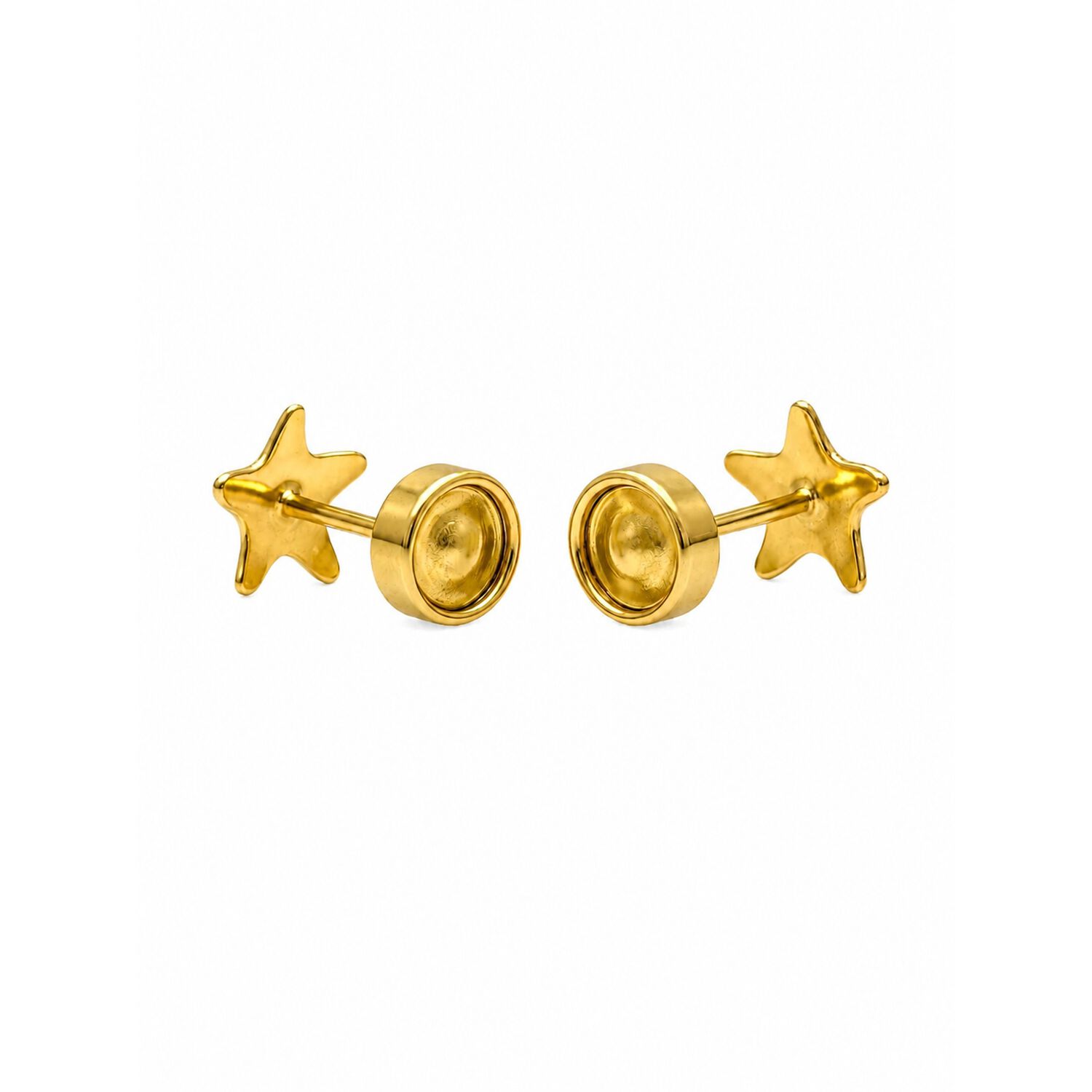 Aros Abridores Estrella Lisas 6 Mm Oro 18k Tope A Presi&oacute;n Dorado image number 2.0