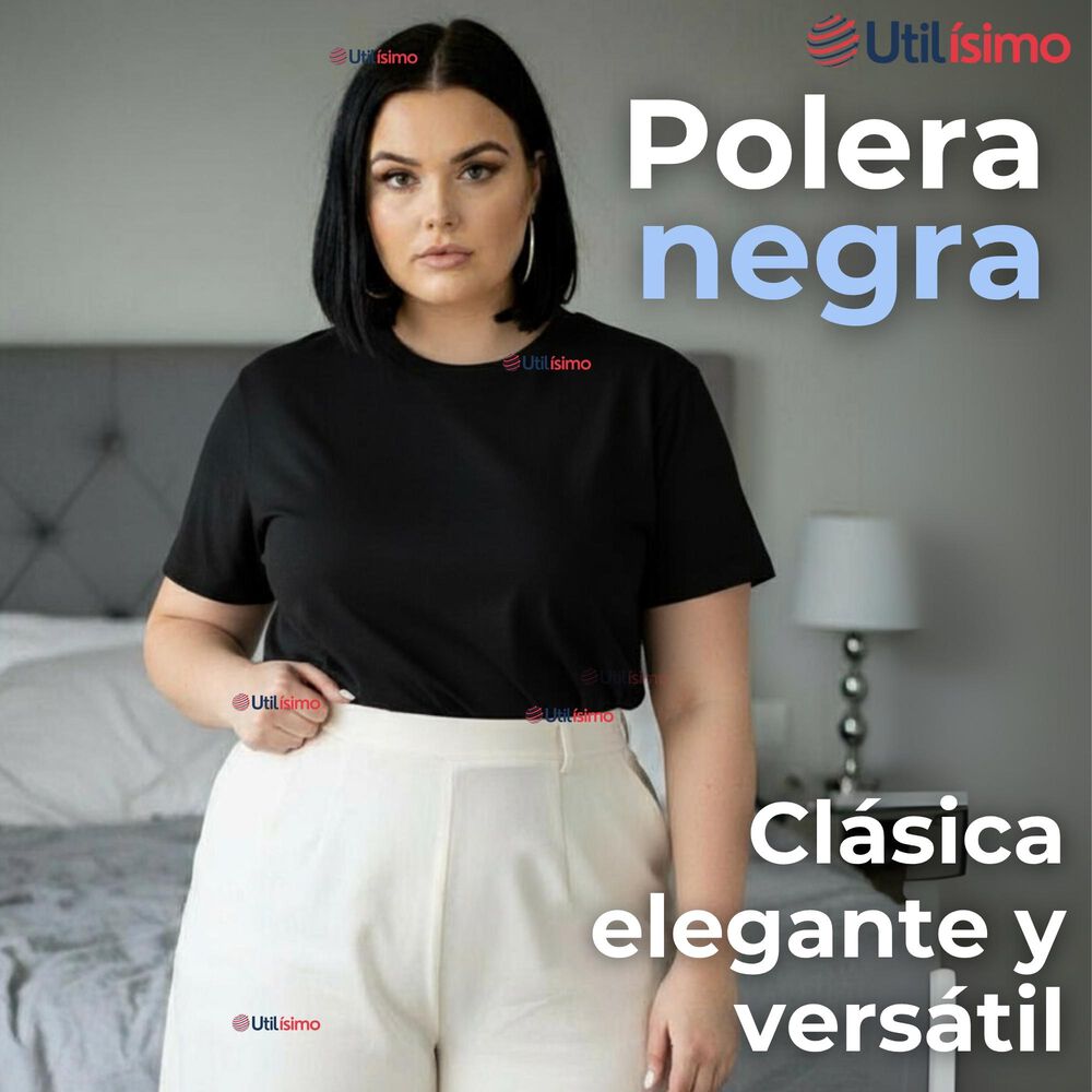 Polera Camiseta Mujer 100% Algodón Premium Manga Corta Básico Negro image number 2.0