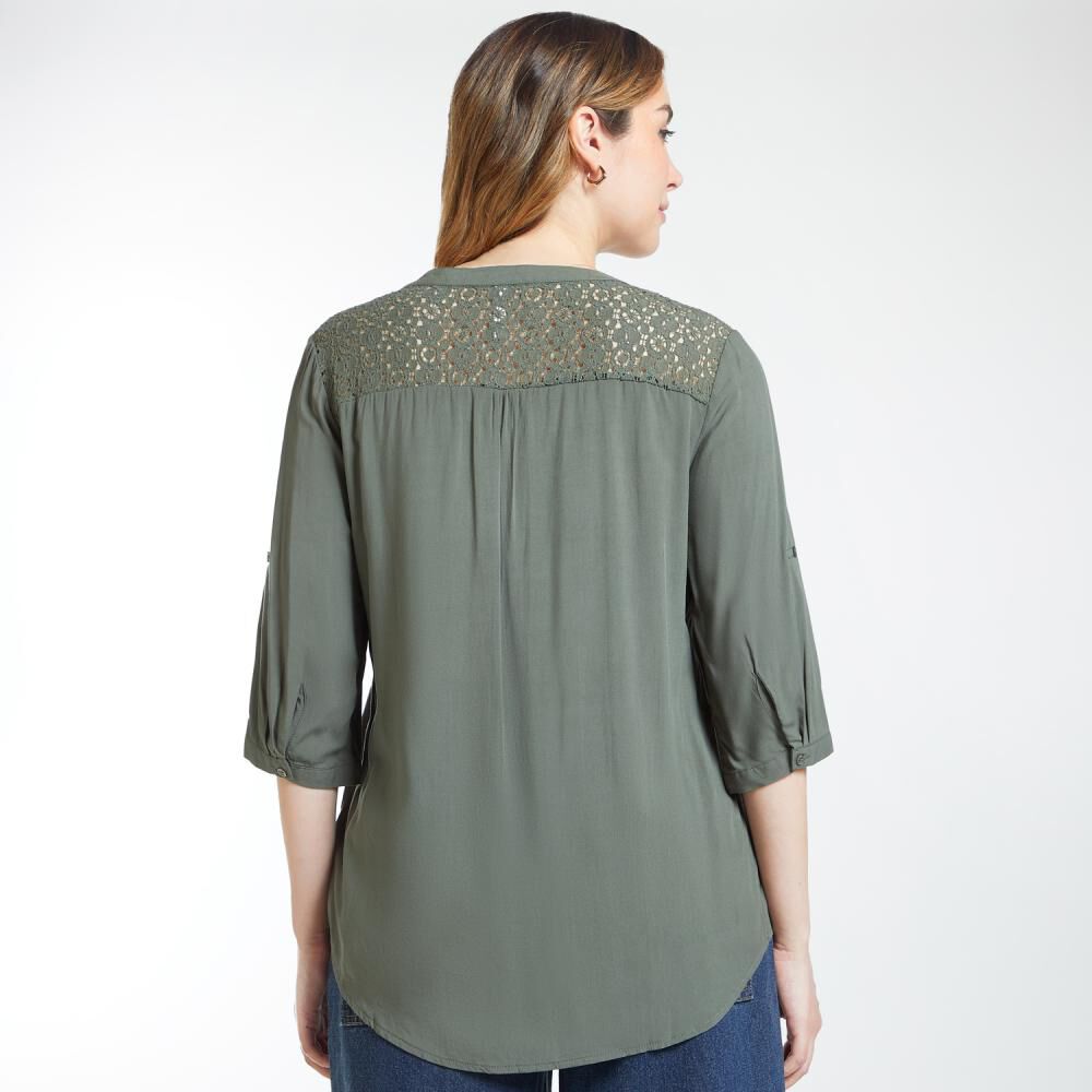 Blusa Manga Larga Roll Up Cuello V Mujer Geeps image number 3.0