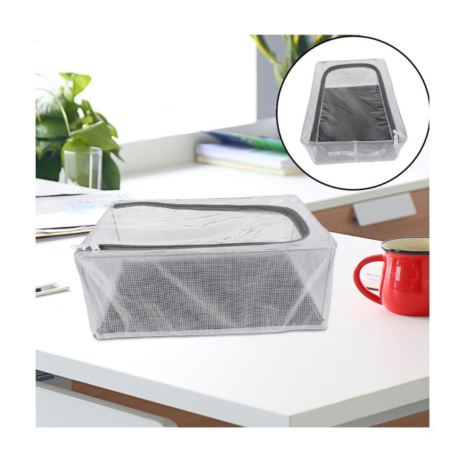 Caja Organizadora De Ropa Con Ventana Transparente Y Cierre 40x30x15 image number 4.0