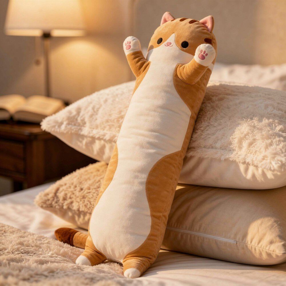 Peluche Almohada Gatito Largo Gato Kawai Grande image number 0.0