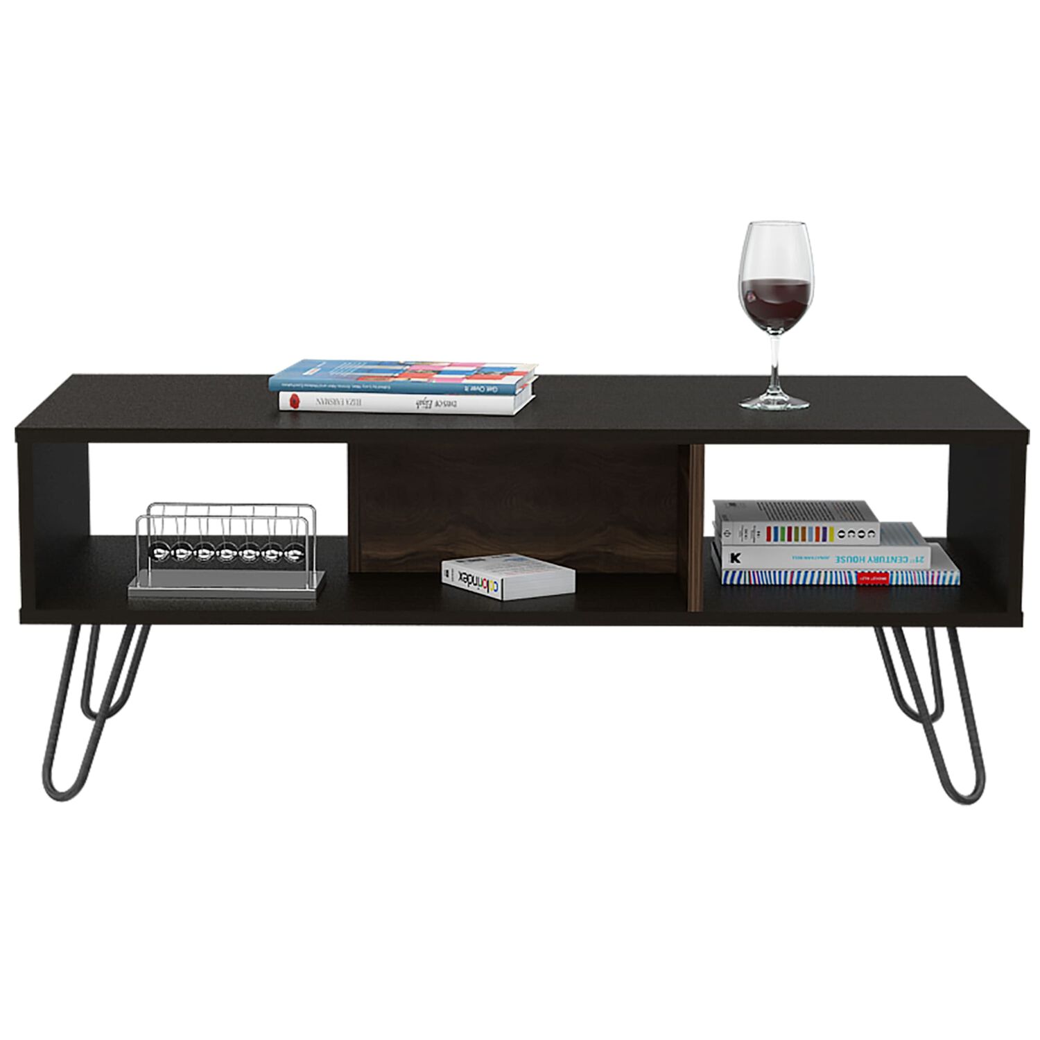 Mesa De Centro 40x101,1x45 Cm Negro Y Caf&eacute; Oscuro image number 2.0