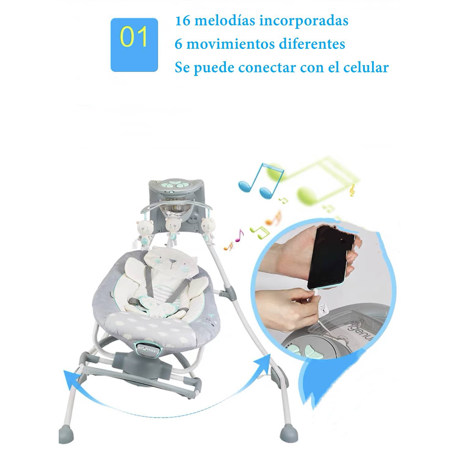 Columpio Mecedora Electrico 360&deg; Ingenuity Lubabycas image number 2.0