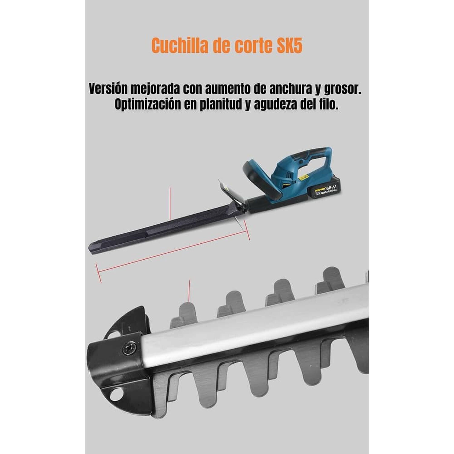 Cortasetos El&eacute;ctrico Inal&aacute;mbrico 18" 800w Con 2 Bater&iacute;as F03 image number 7.0