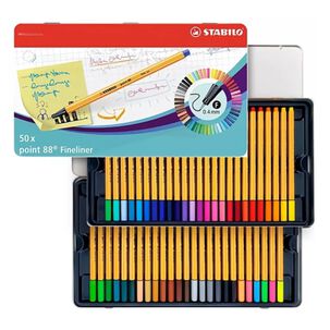 Set 50 Marcadores Fineliner Point 88 Caja Met&aacute;lica Stabilo