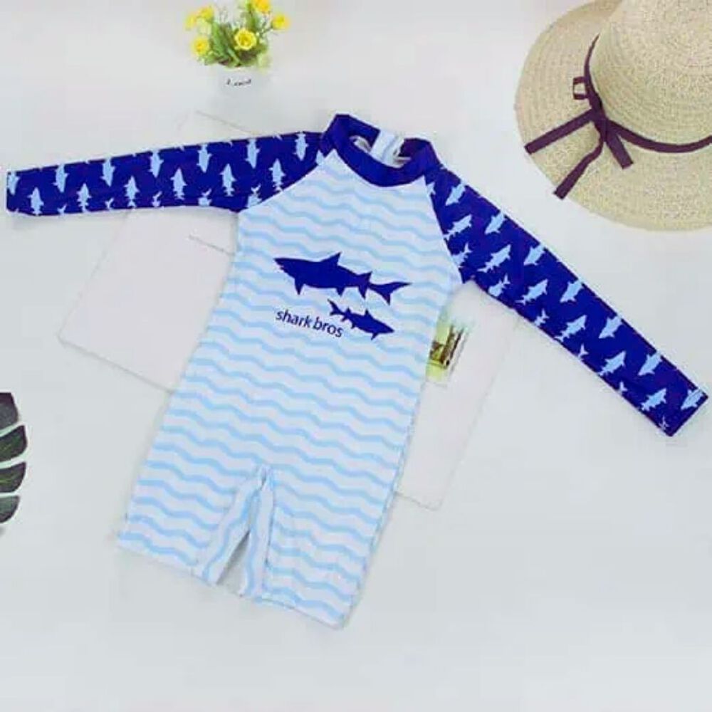 Traje De Baño Enterito Manga Larga Niño Jump Kids Azul Tiburon image number 2.0