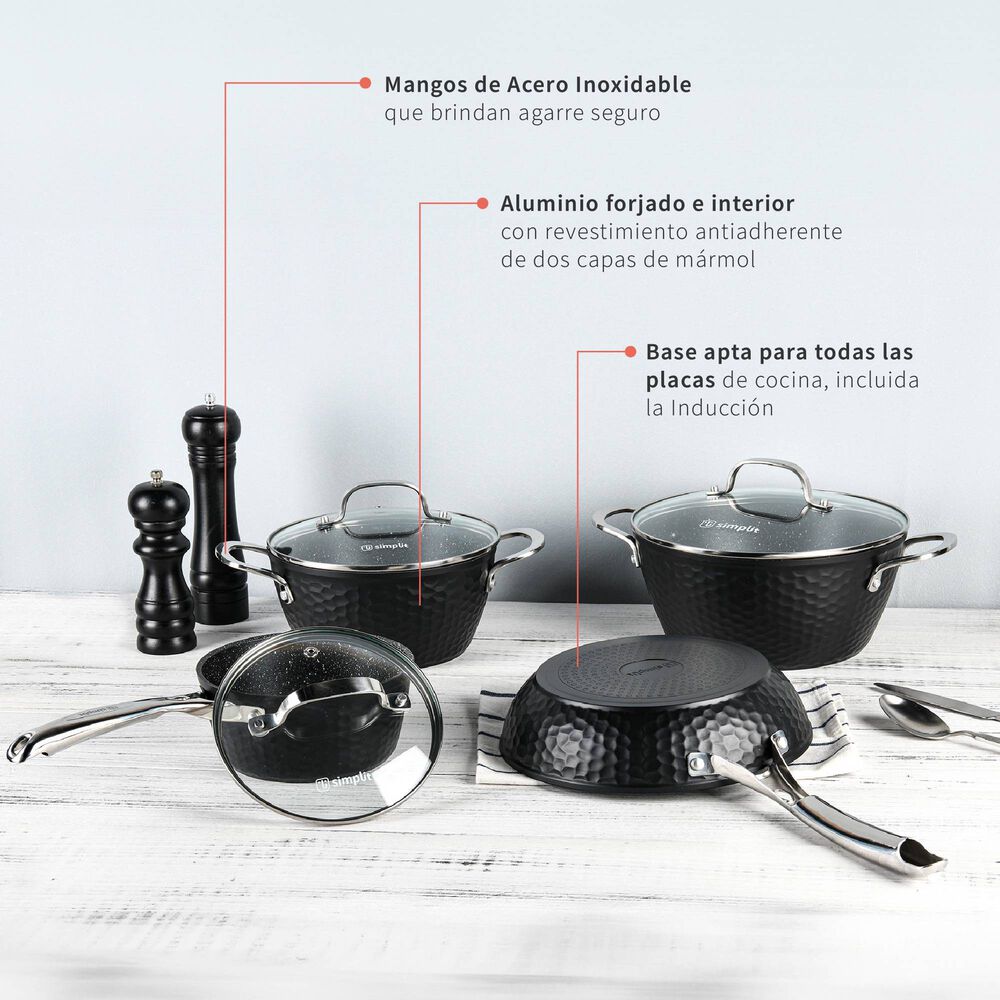 Bater&iacute;a De Cocina Antiadherente Black Copper 7 Pzs Simplit image number 4.0
