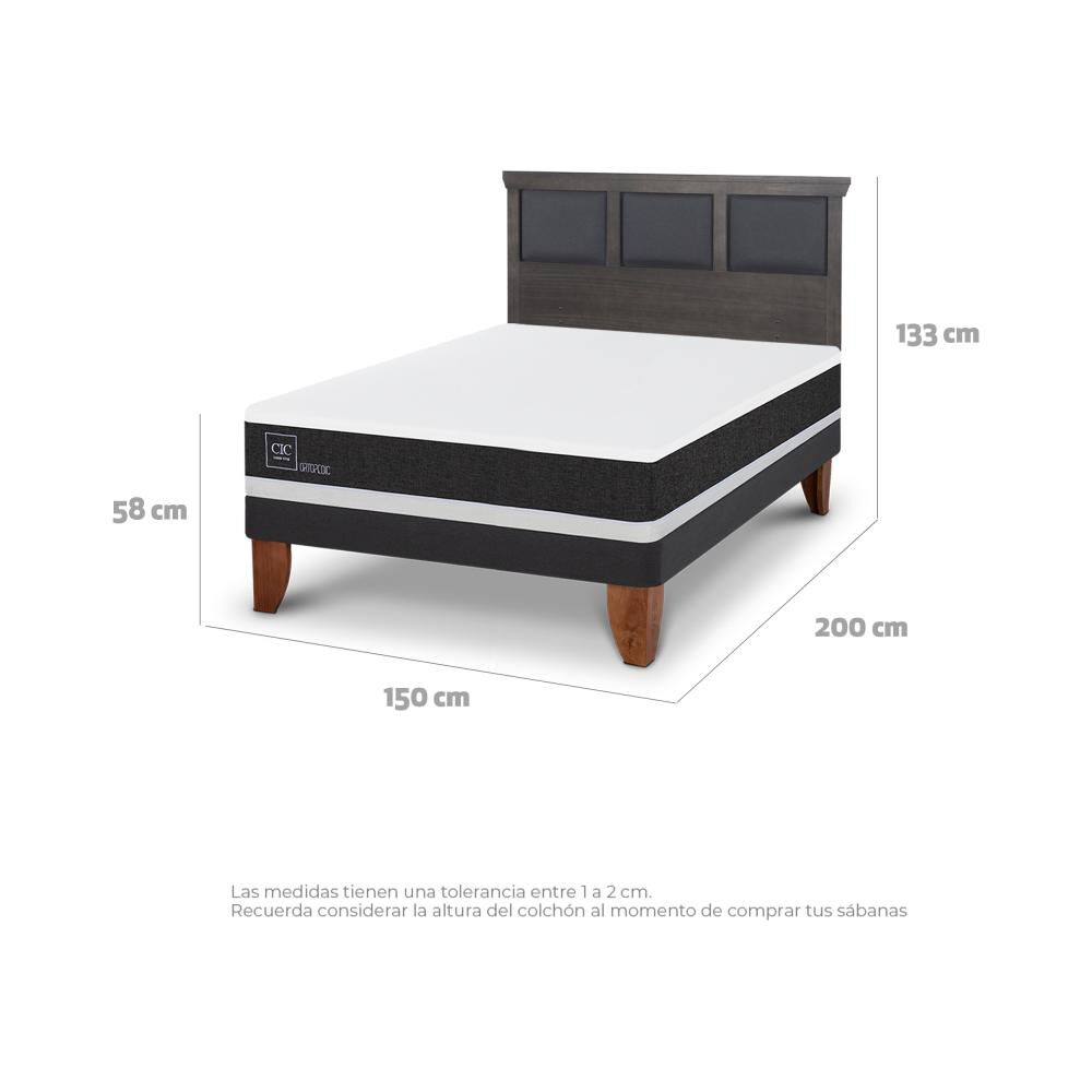 Cama Europea Cic Ortopedic / 2 Plazas / Base Normal + Respaldo image number 3.0