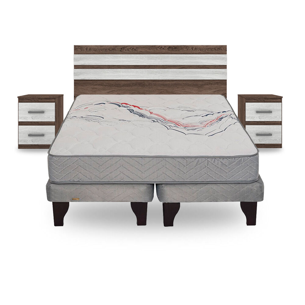 Cama Europea Flex Therapedic Mas / 2 Plazas / Base Dividida + Set de Maderas Madrid image number 0.0