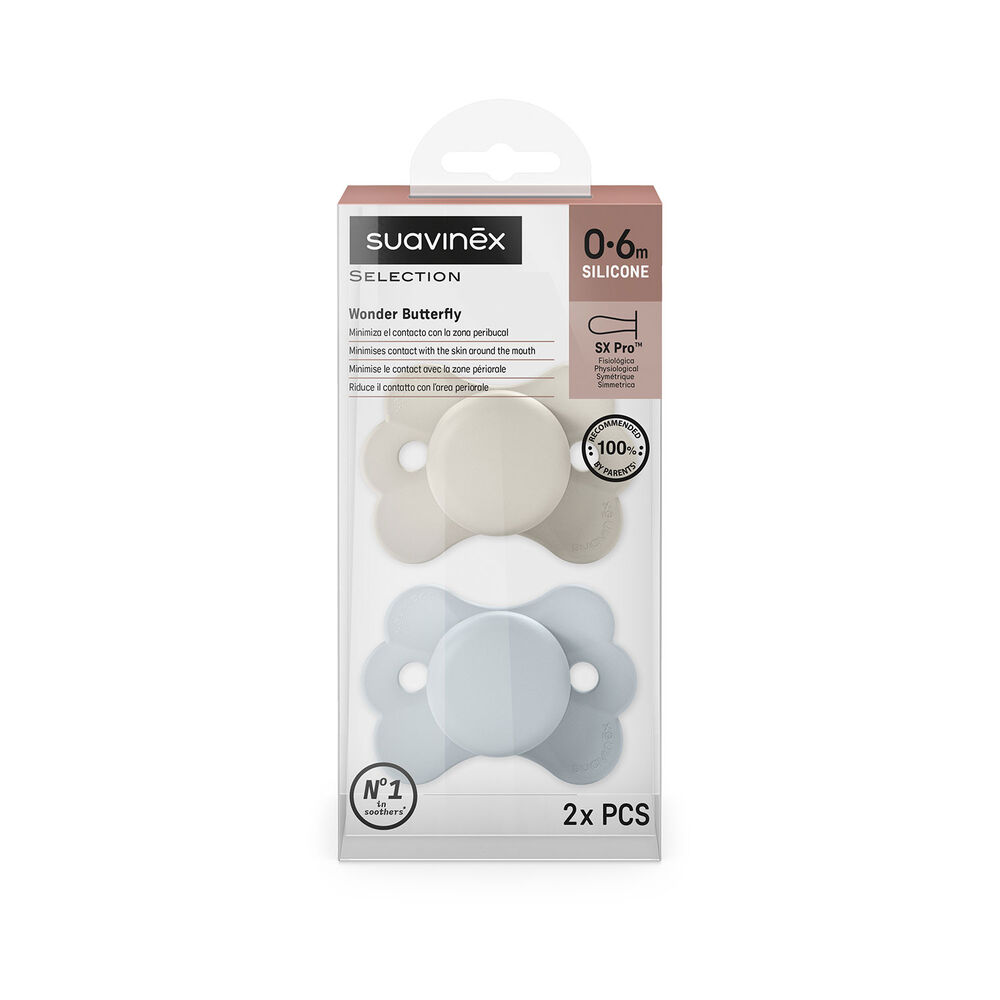 Chupete Fisiologico Silicona 0/6m 2uni Butterfly Beige + Azul image number 1.0