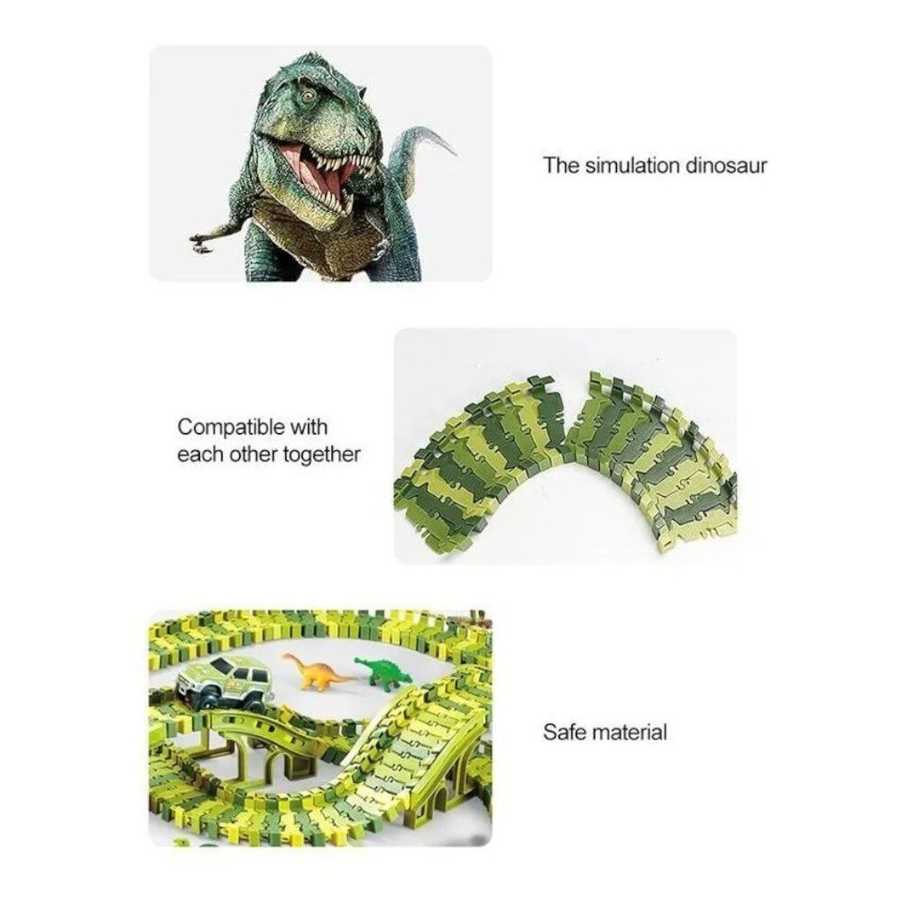 Pista Dinosaurio Jurassic Jungla Armable Flexible 140 Pcs image number 2.0