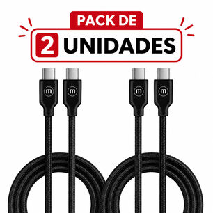 Pack 2 Cable Trenzado Usb C A Usb C Maxell 2 Metros Carga R&aacute;pida Negro