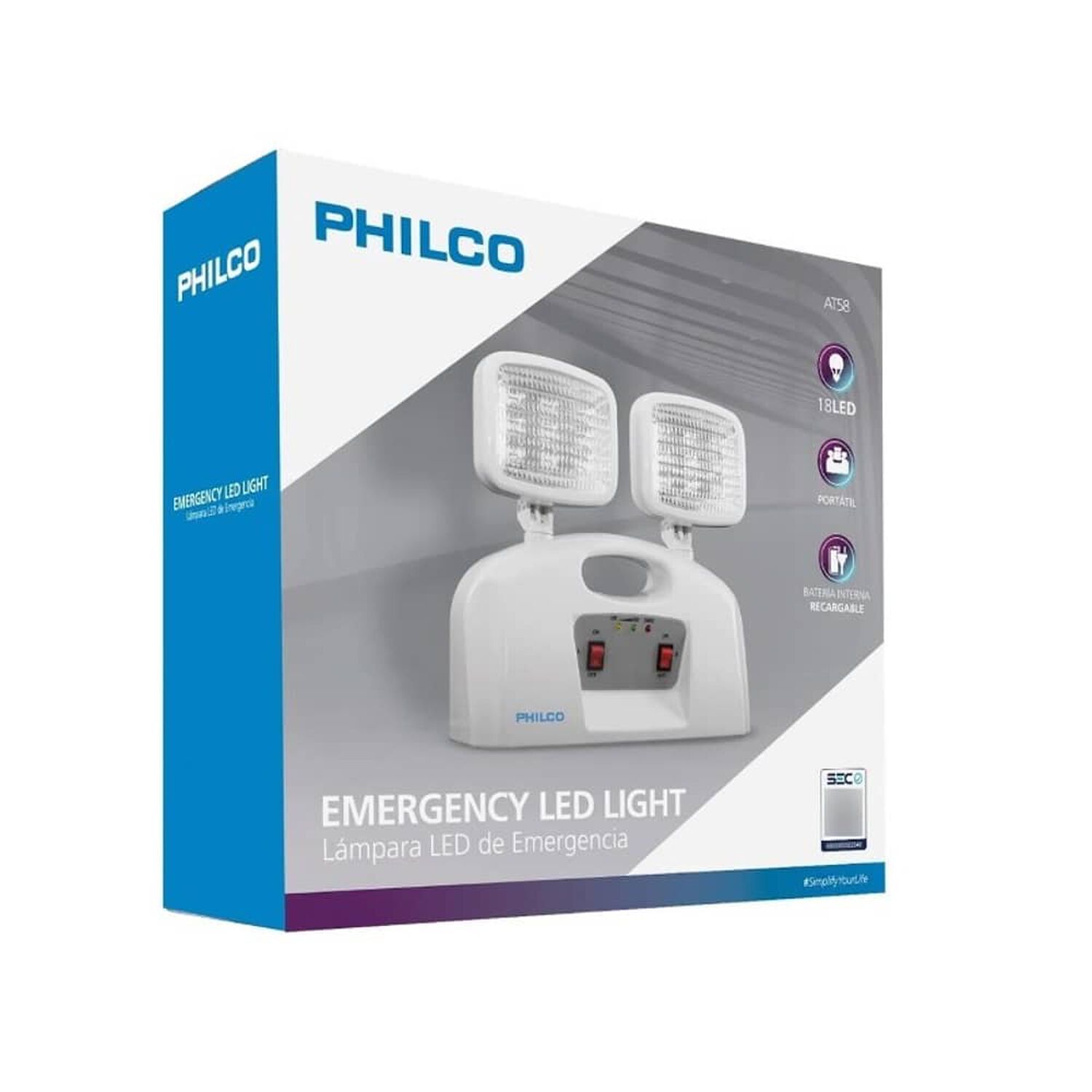 L&aacute;mpara De Emergencia 18 Led 2 Focos Philco At-58 image number 1.0