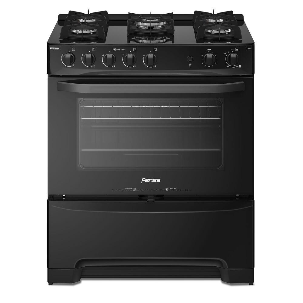 Cocina A Gas 5 Platos Fensa Vaporbake F 6000 T Negra image number 0.0